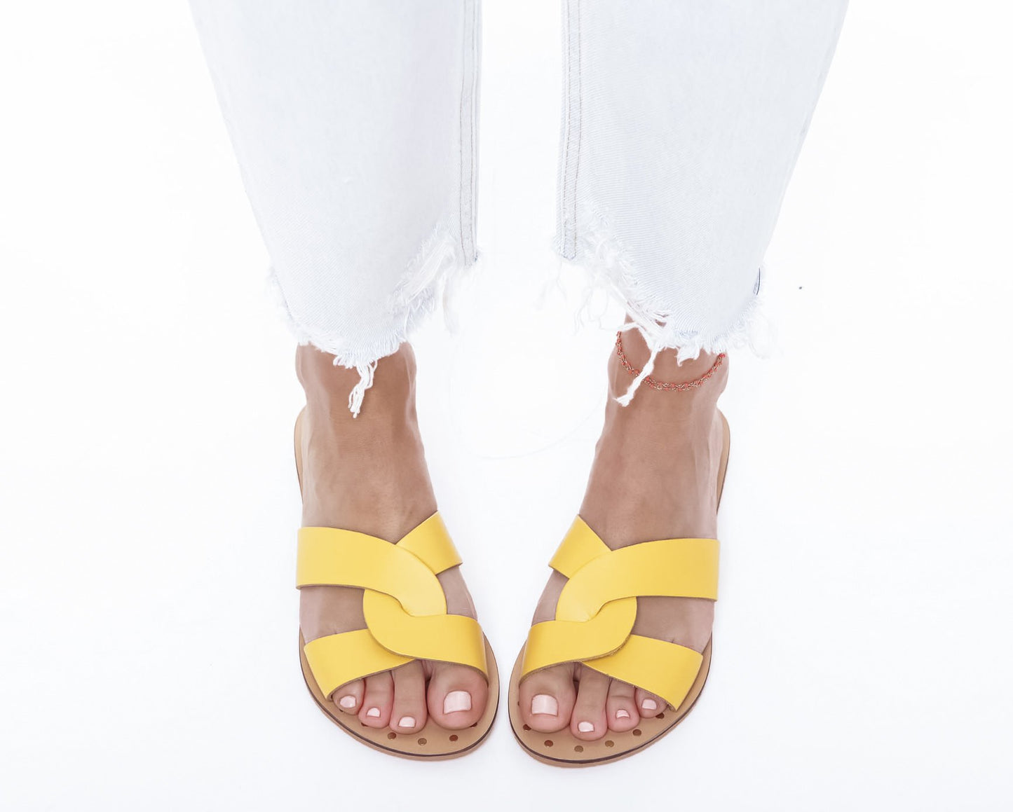Sandales en Cuir - Ibiza - Jaune Ensoleillé