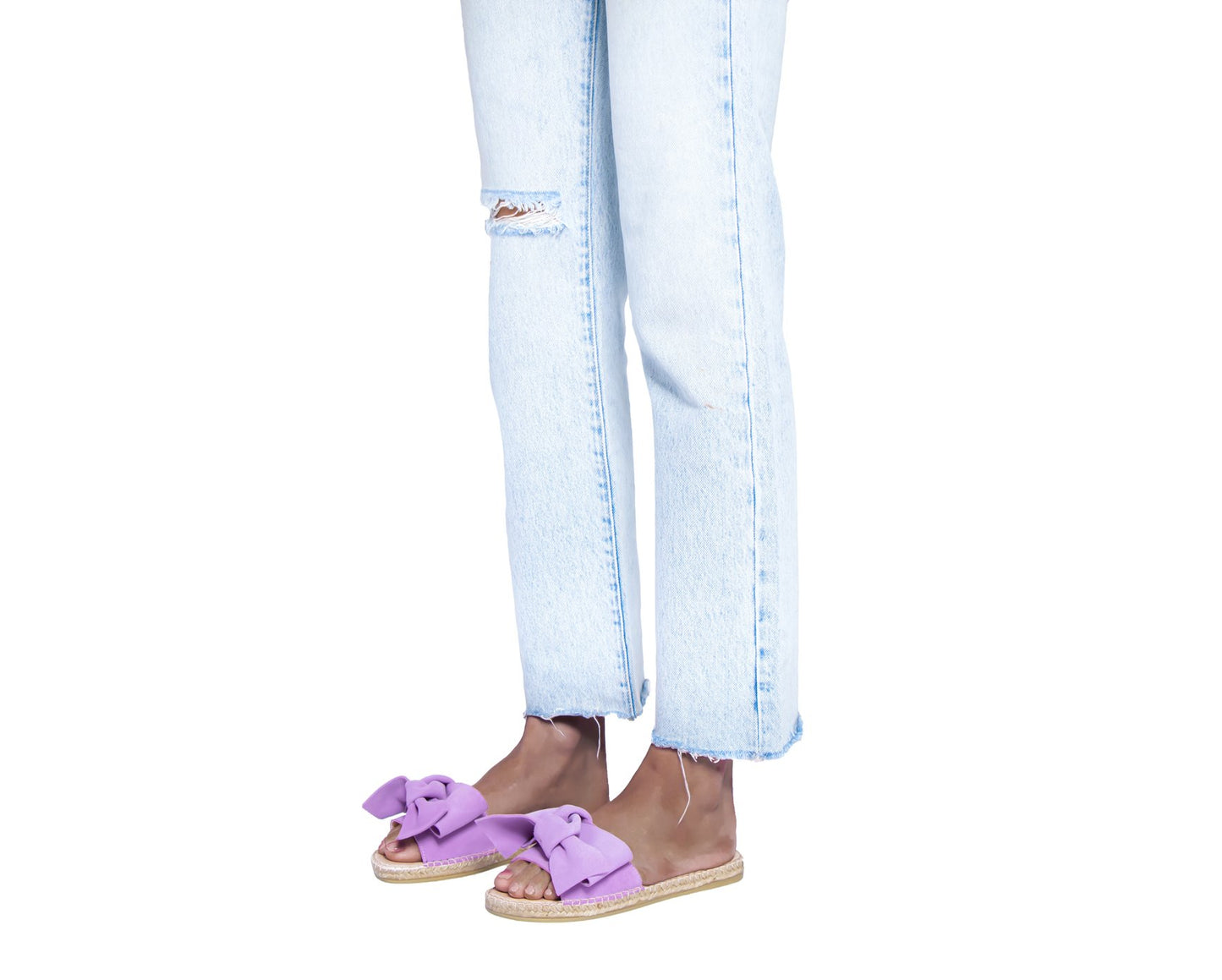 Flat Sandals with Bow - Hamptons - Lilac