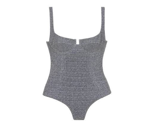 Reina Olga x Manebí - Bardot One Piece - Argent Lurex