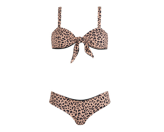 Bikini Noué Devant - Dakota - Léopard Rose