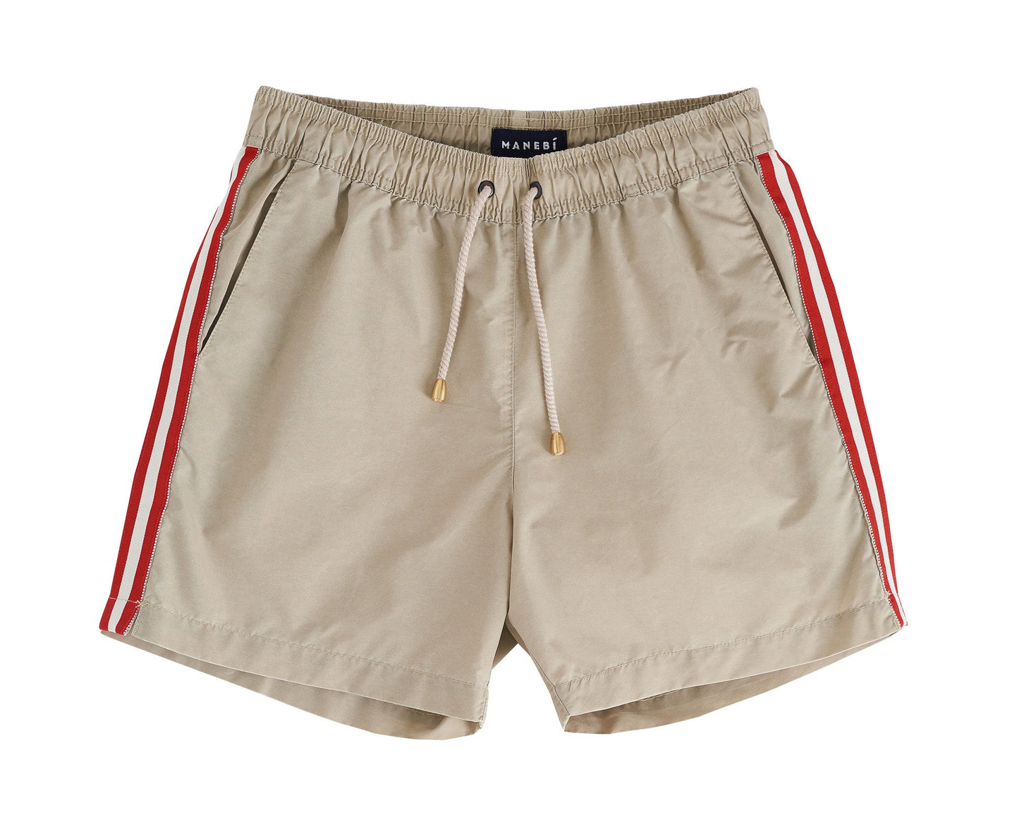 Swim Shorts - Hamptons - Kaki Beige with Stripes Wash Out