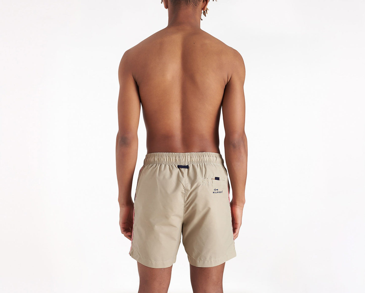 Swim Shorts - Hamptons - Kaki Beige with Stripes Wash Out