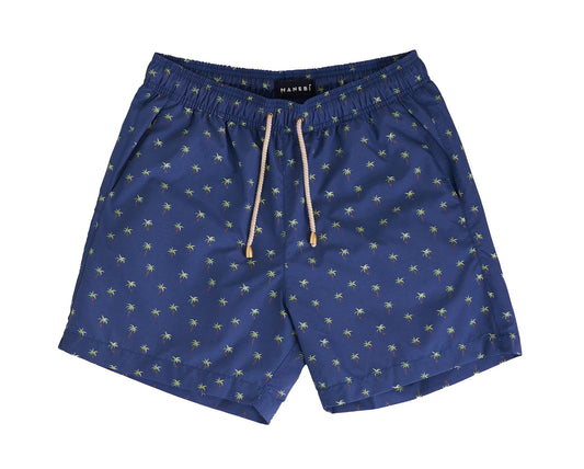 Short de bain imprimé - Dakota - Palmiers bleus
