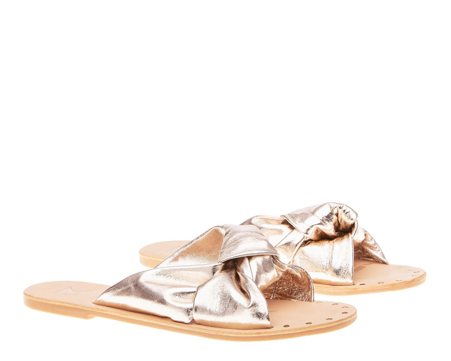 Leather Knot Sandals - Ibiza - Platinum