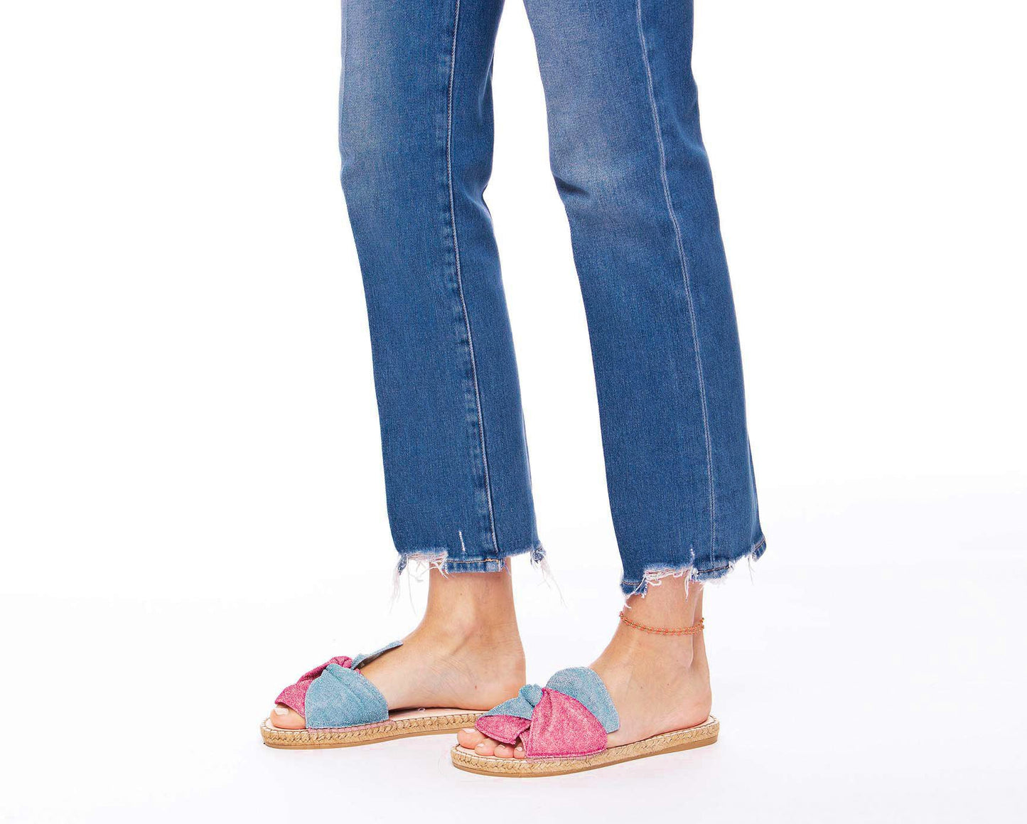 Flat Sandals with Knot - Los Angeles - Rose & Sky Blue
