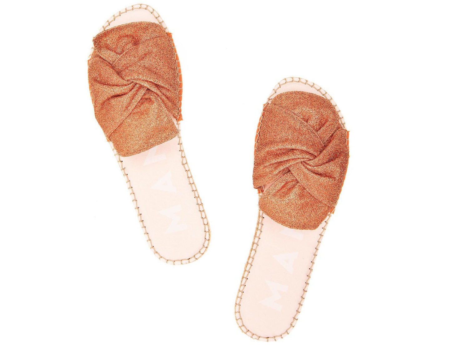 Flat Sandals with Knot - Los Angeles - Orange Gold