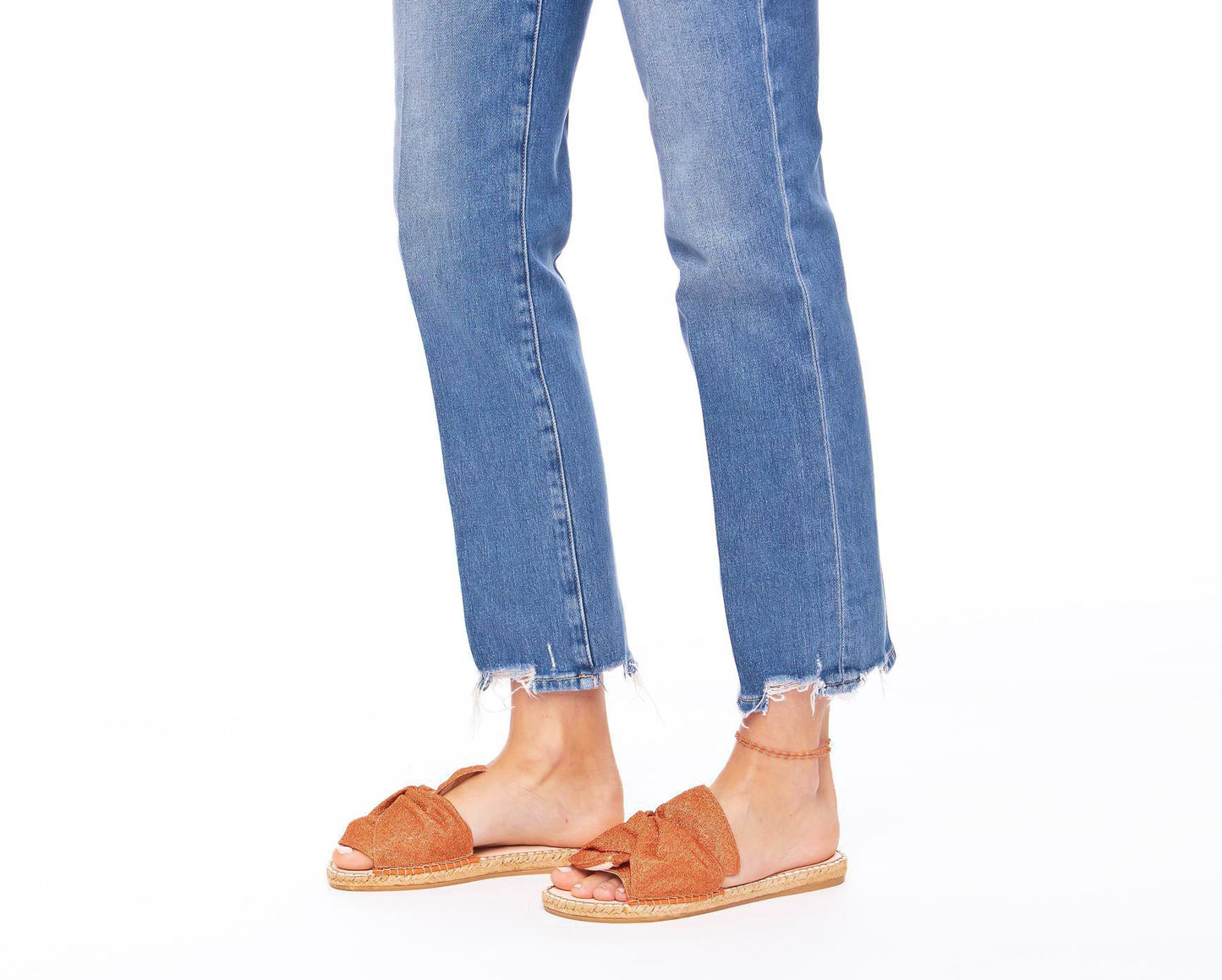 Flat Sandals with Knot - Los Angeles - Orange Gold