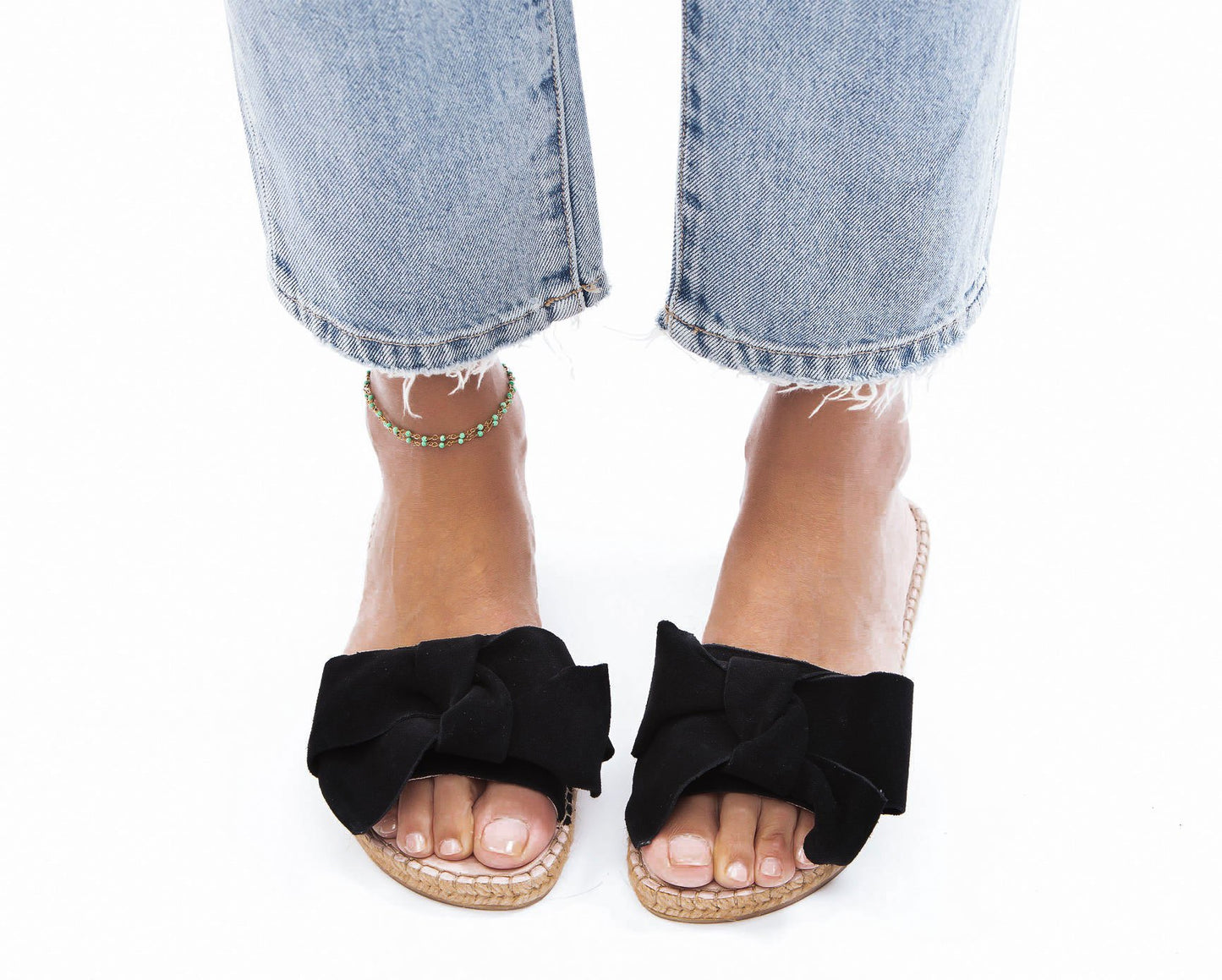 Flat Sandals with Bow - Hamptons - Black
