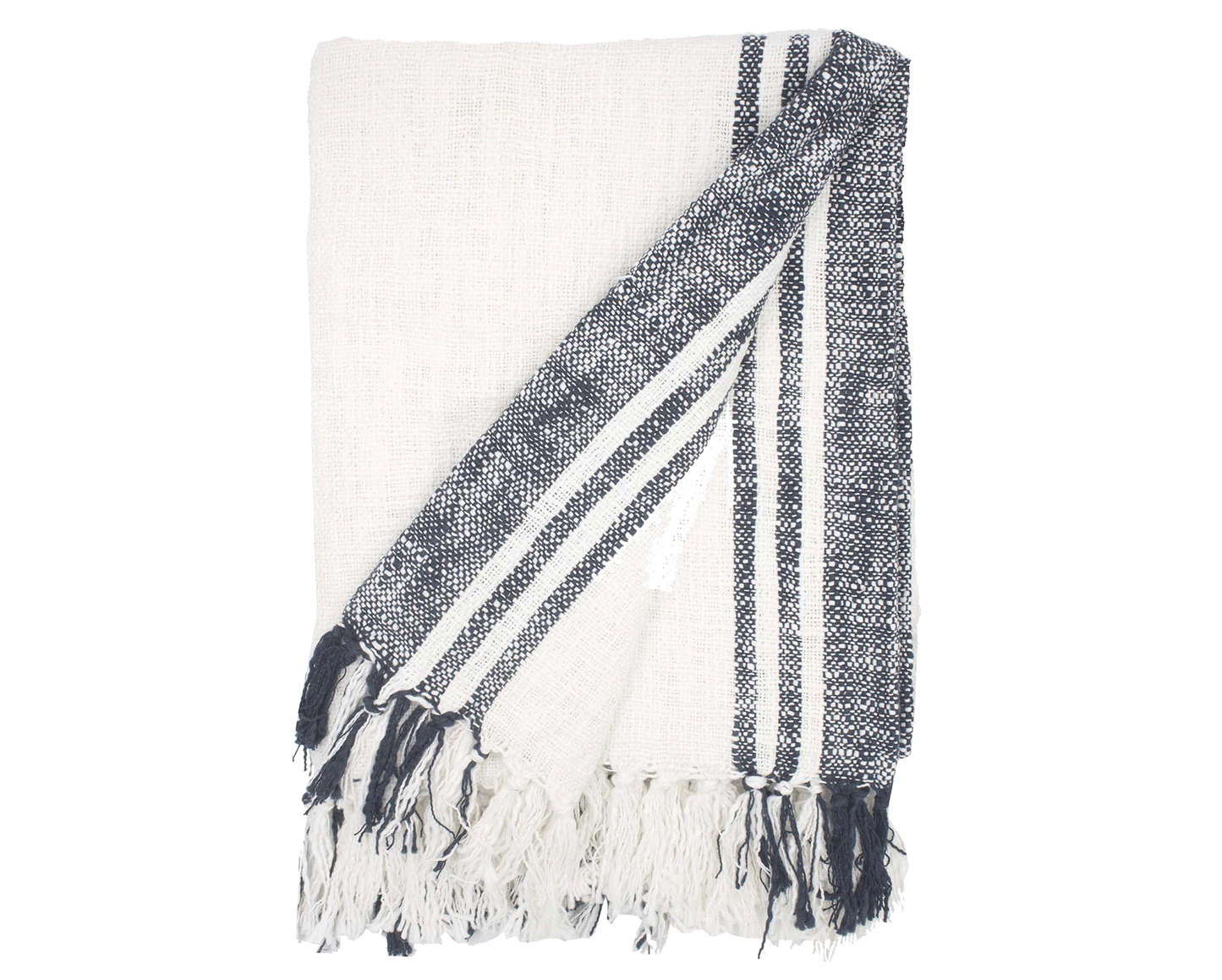 Beach Towel - Natural & Blue Stripes