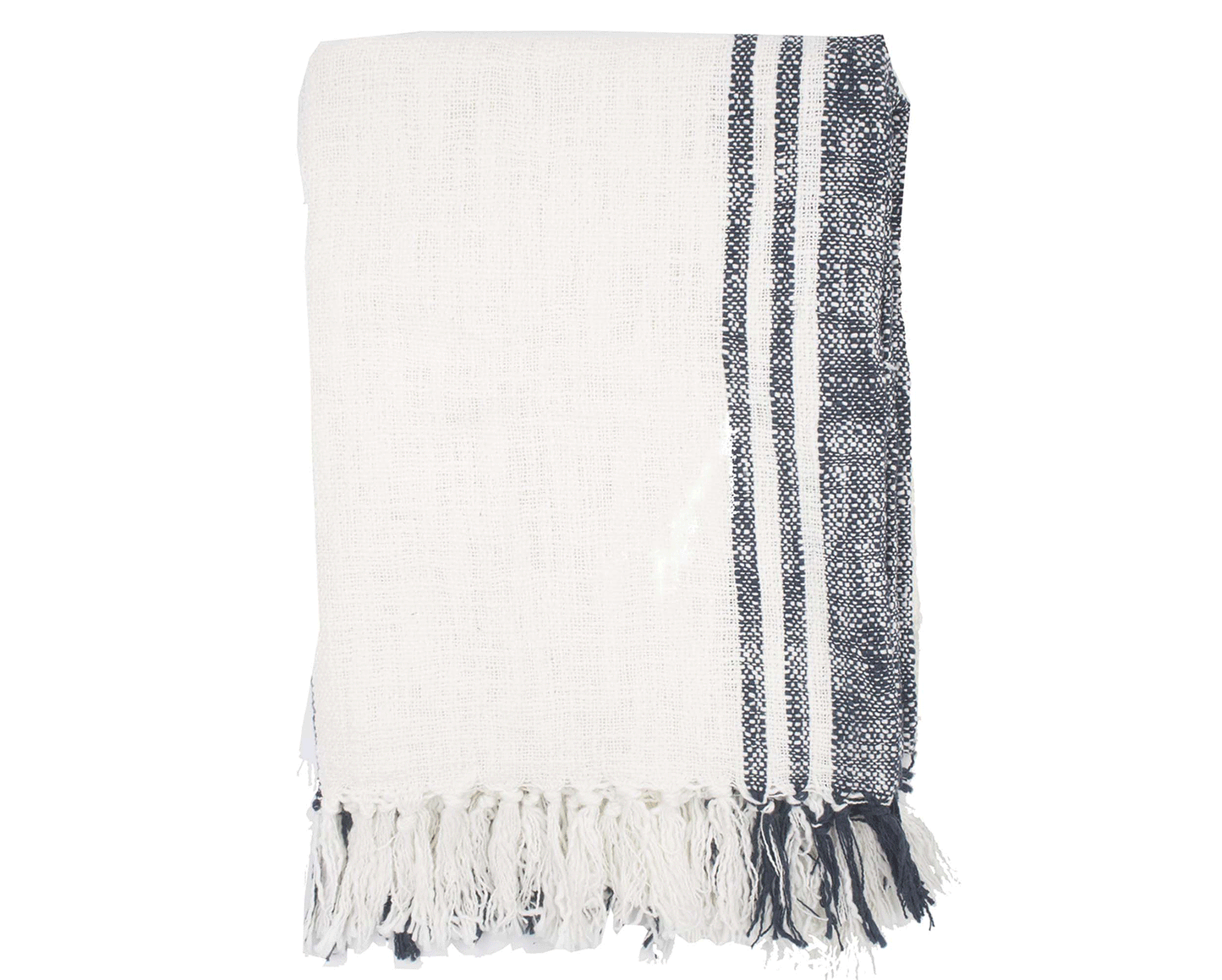 Beach Towel - Natural & Blue Stripes